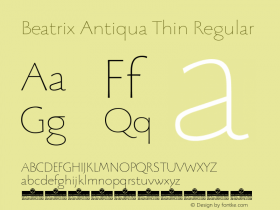 Beatrix Antiqua Thin Regular Version 1.008 Font Sample