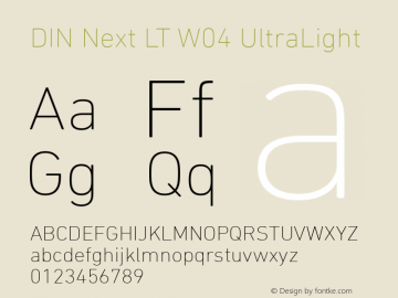 DIN Next LT W04 UltraLight Version 1.20 Font Sample