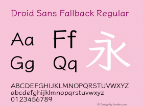 Droid Sans Fallback Regular Version 1.00 August 11, 2015, initial release图片样张