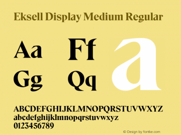 Eksell Display Medium Regular Version 1.000;PS 001.000;hotconv 1.0.70;makeotf.lib2.5.58329图片样张
