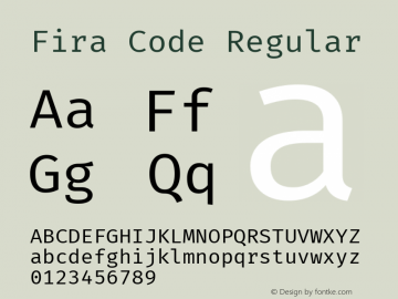 Fira Code Regular Version 3.206图片样张