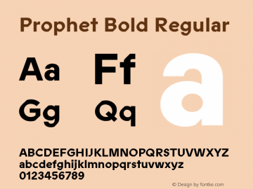 Prophet Bold Regular Version 1.000 Font Sample