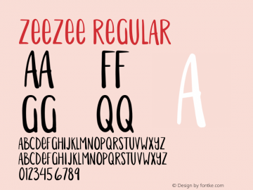 ZeeZee Regular Version 1.004;Fontself Maker 1.1.0 Font Sample