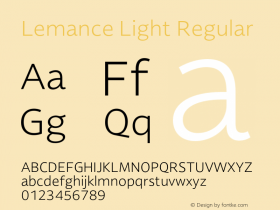 Lemance Light Regular Version 1.000 Font Sample