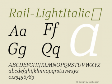 Rail-LightItalic ☞ Version 1.001;com.myfonts.easy.marin-santic.rail.light-italic.wfkit2.version.4Gqc图片样张