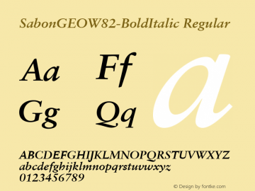SabonGEOW82-BoldItalic Regular Version 1.00 Font Sample