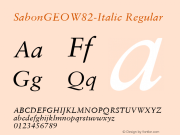 SabonGEOW82-Italic Regular Version 1.00 Font Sample