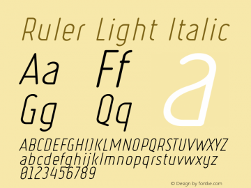 Ruler Light Italic Version 2.32 December 9, 2016图片样张