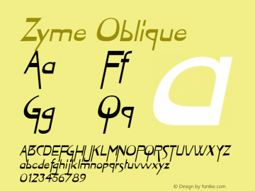 Zyme Oblique Macromedia Fontographer 4.1 7/8/96图片样张