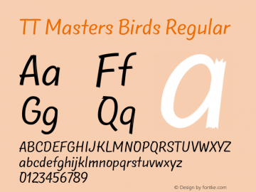 TT Masters Birds Regular Version 1.000 Font Sample