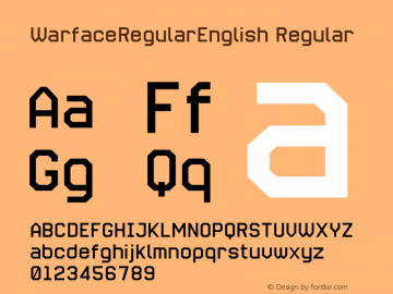 WarfaceRegularEnglish Regular Version 1.00 July 8, 2011, initial release Font Sample