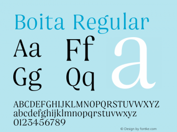 Boita Regular Version 1.000;PS 001.000;hotconv 1.0.88;makeotf.lib2.5.64775 Font Sample
