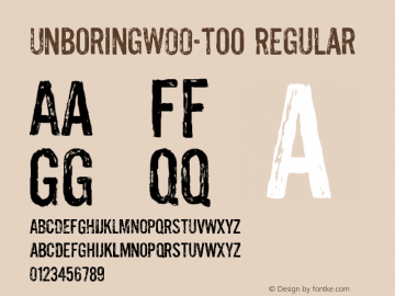 UnboringW00-Too Regular Version 1.00 Font Sample