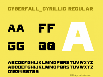 Cyberfall_Cyrillic Regular Version 1.60 June 12, 2016 Font Sample