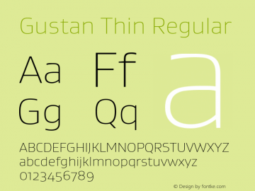 Gustan Thin Regular 1.001; ttfautohint (v0.92) -l 6 -r 50 -G 0 -x 0 -w 