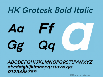 HK Grotesk Bold Italic Version 1.000 Font Sample