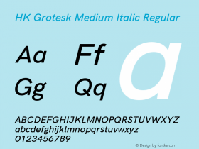 HK Grotesk Medium Italic Regular Version 1.000;PS 001.000;hotconv 1.0.88;makeotf.lib2.5.64775 Font Sample