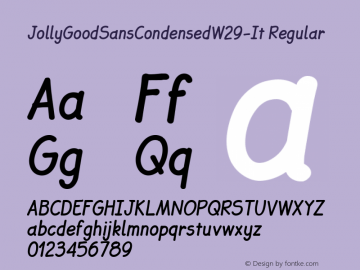JollyGoodSansCondensedW29-It Regular Version 1.00 Font Sample