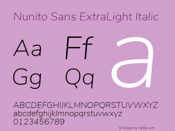 Nunito Sans ExtraLight Italic Version 2.000; ttfautohint (v1.4.1)图片样张