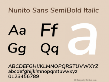 Nunito Sans SemiBold Italic Version 2.000; ttfautohint (v1.4.1) Font Sample