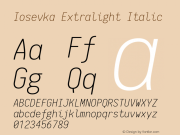 Iosevka Extralight Italic 1.10.0图片样张