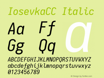 IosevkaCC Italic 1.10.0 Font Sample