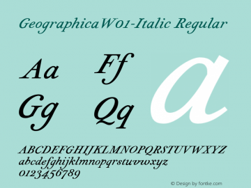 GeographicaW01-Italic Regular Version 1.60图片样张