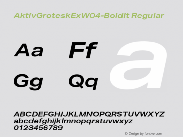 AktivGroteskExW04-BoldIt Regular Version 1.10 Font Sample