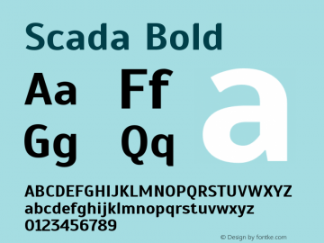Scada Bold Version 4.000 Font Sample