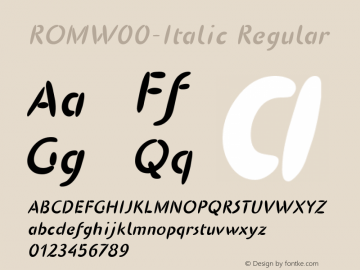 ROMW00-Italic Regular Version 1.00 Font Sample