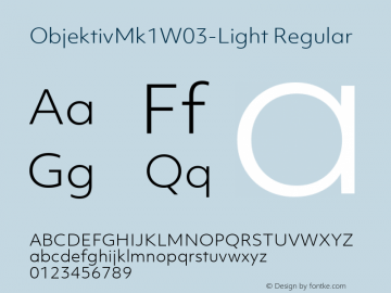ObjektivMk1W03-Light Regular Version 1.10 Font Sample