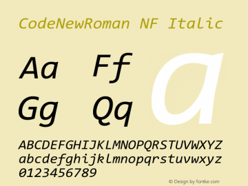 CodeNewRoman NF Italic Version 1.86 November 29, 2014图片样张