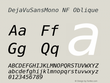 DejaVuSansMono NF Oblique Version 2.37 Font Sample
