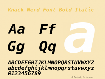 Knack Nerd Font Bold Italic Version 2.020; ttfautohint (v1.6) -l 4 -r 80 -G 350 -x 0 -H 260 -D latn -f latn -m 
