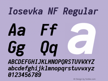 Iosevka NF Regular 1.8.4; ttfautohint (v1.5) Font Sample