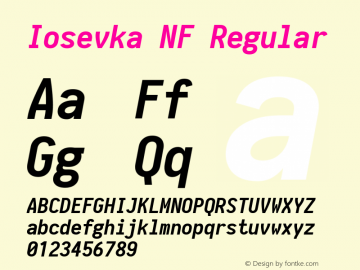 Iosevka NF Regular 1.8.4; ttfautohint (v1.5) Font Sample
