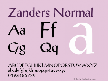 Zanders Normal 1.000 Font Sample