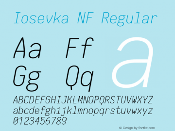 Iosevka NF Regular 1.8.4; ttfautohint (v1.5) Font Sample