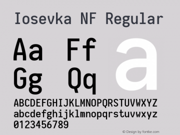 Iosevka NF Regular 1.8.4; ttfautohint (v1.5) Font Sample