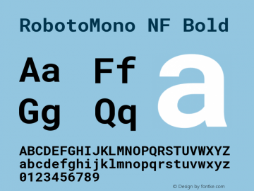 RobotoMono NF Bold Version 2.000986; 2015; ttfautohint (v1.3) Font Sample