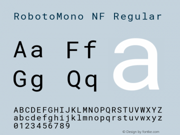 RobotoMono NF Regular Version 2.000986; 2015; ttfautohint (v1.3)图片样张