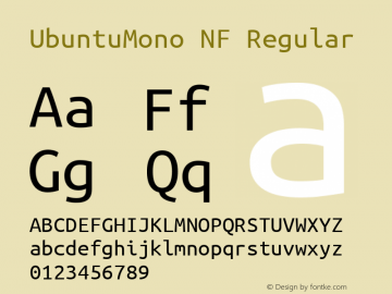 UbuntuMono NF Regular Version 0.80 Font Sample