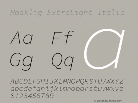 Hasklig ExtraLight Italic Version 1.030;PS 1.0;hotconv 1.0.88;makeotf.lib2.5.647800图片样张