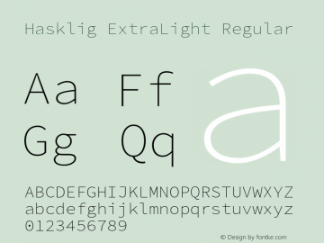 Hasklig ExtraLight Regular Version 2.010;PS 1.0;hotconv 1.0.88;makeotf.lib2.5.647800 Font Sample