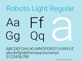 Roboto Light Regular Version 2.136; 2016 Font Sample