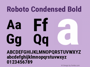 Roboto Condensed Bold Version 2.136; 2016 Font Sample