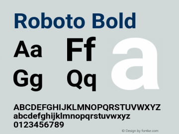 Roboto Bold Version 2.136; 2016 Font Sample