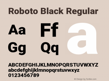 Roboto Black Regular Version 2.136; 2016 Font Sample