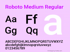 Roboto Medium Regular Version 2.136; 2016图片样张