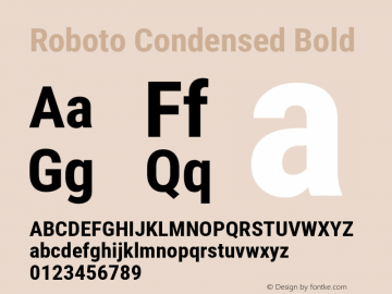 Roboto Condensed Bold Version 2.136; 2016 Font Sample